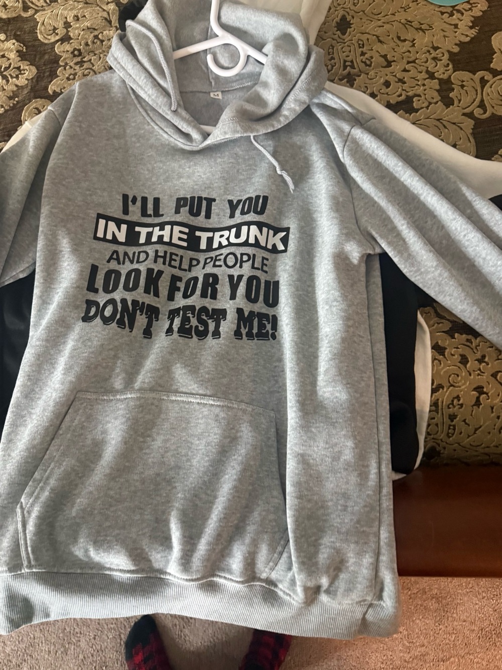 Gildan Gray Hoodie with Bold Black Graphic Text